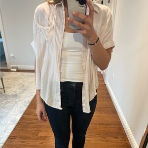 Madewell Light Pink and White Striped Shirt